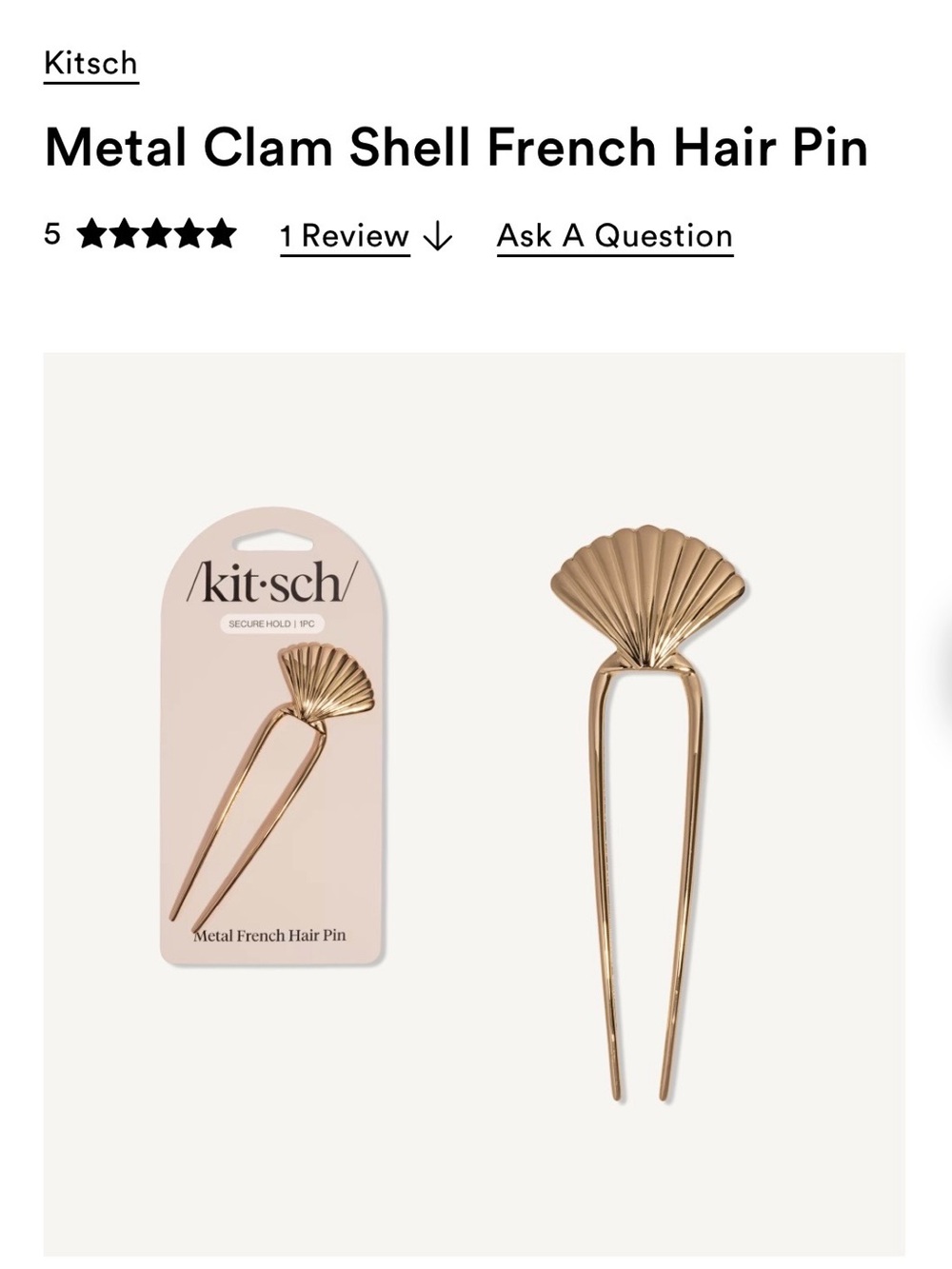 Kitsch Gold Clam Shell Metal French Hair Pin